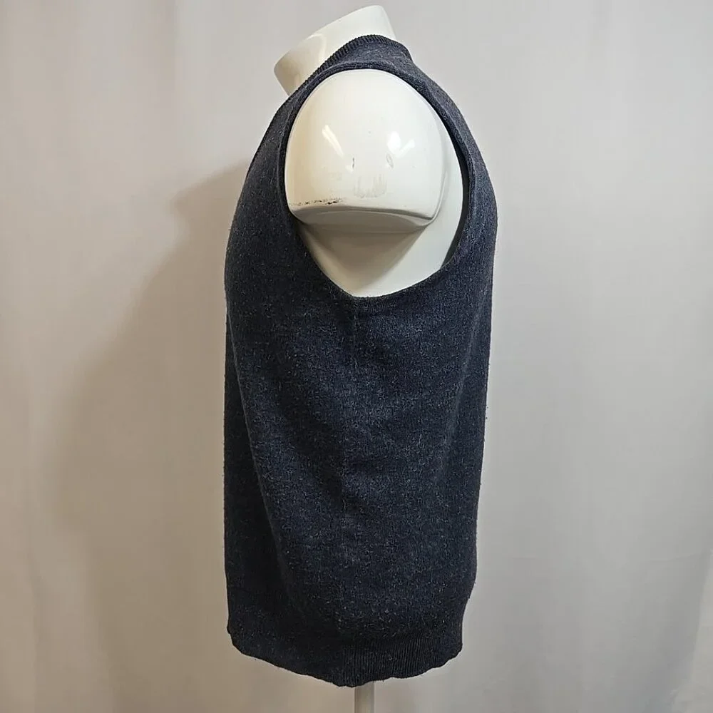 Vintage Robert Bruce Sweater Vest Large Blue V-Neck Pullover Union Made in USA